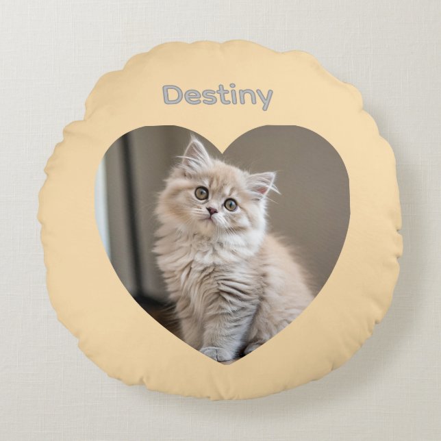 Almofada Redonda Heart-Shaped Cat Design (Frente)
