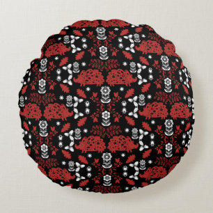 Almofada Redonda Hedgehog Folk Art