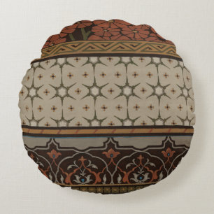 Almofada Redonda Heirloom Têxtil com Padrões Decorativos
