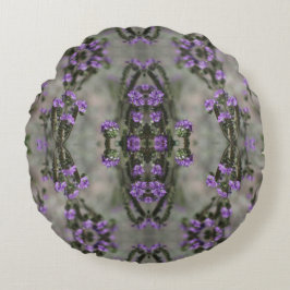 Almofada Redonda Heliotrope de Sal Roxo Padrão de Flor Selvagem