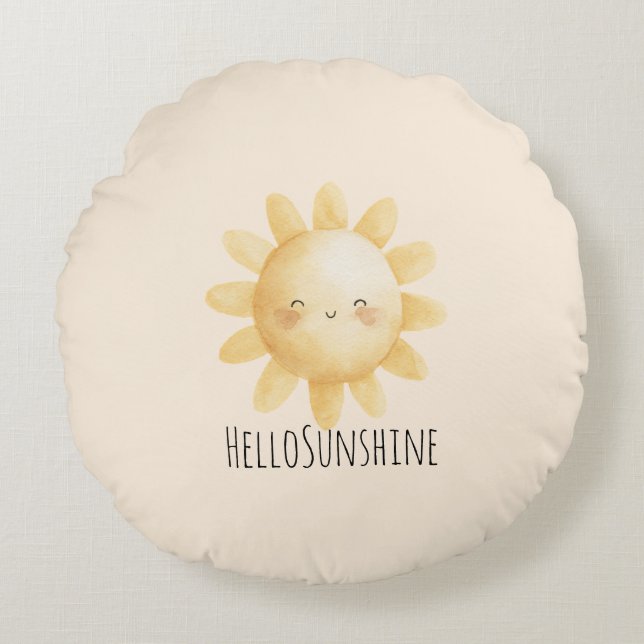 Almofada Redonda Hello Sunshine Happy Sun   (Frente)