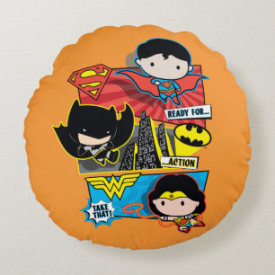 Almofada Redonda Heróis Chibi Prontos Para Ação!