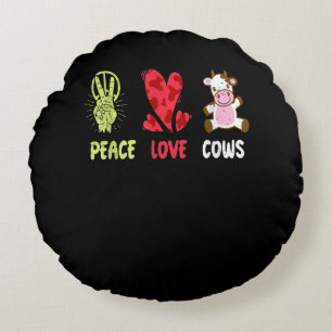 Almofada Redonda Hippie Farmer Cow Idea Engraçada Dom De Passagem