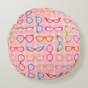 Almofada Redonda Hipster moderno retro dos Eyeglasses com guingão