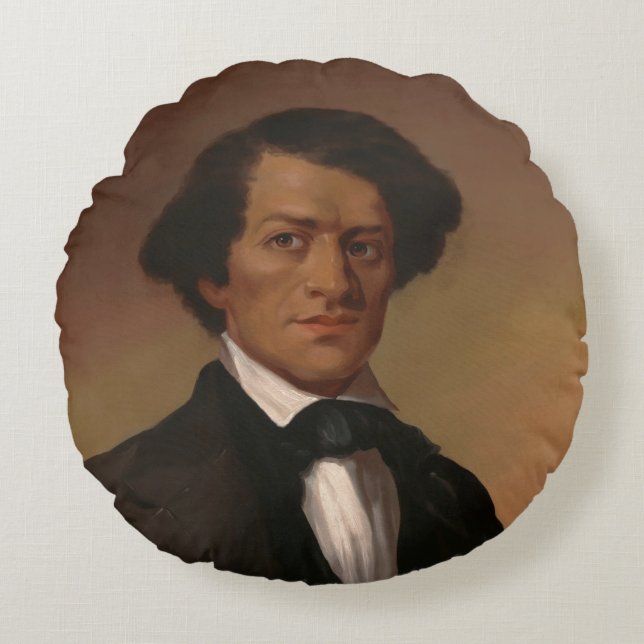 Almofada Redonda História Negra: Direitos Civis de Fred Douglass 18 (Frente)
