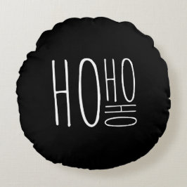 Almofada Redonda HO HO HO Feliz Natal Estilo Farmhouse Chic Preto