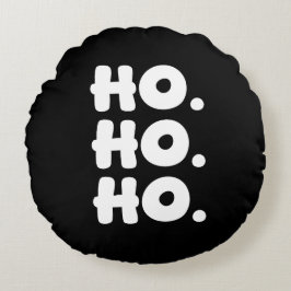 Almofada Redonda HO. HO. HO. Preto e Branco Chic e Alegre Natal