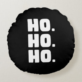 Almofada Redonda HO. HO. HO. Preto e Branco com Fundo de Xadrez de 
