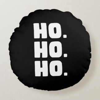 Almofada Redonda HO. HO. HO. Preto e Branco com Fundo de Xadrez de