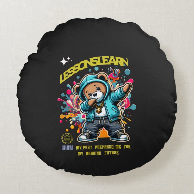 Almofada Redonda Home DABBING FUTURE Lessons Learn  Pillow  (Frente)