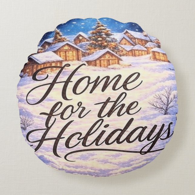 Almofada Redonda 'Home for the Holidays' Round Pillow (Frente)