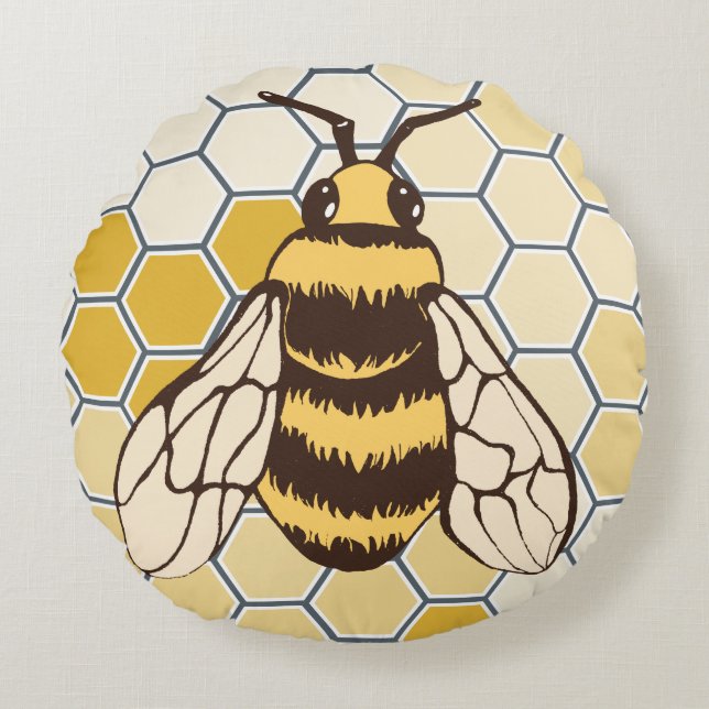 Almofada Redonda Honeycomb Bumblebee (Frente)