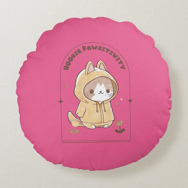 Almofada Redonda Hoodie Pawsitivity (Frente)