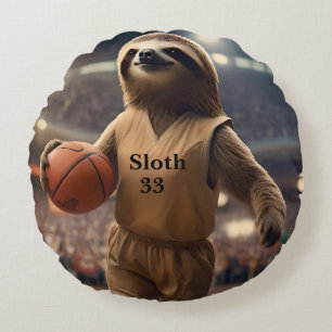 Almofada Redonda Hoops and Hangs: The Slam Dunking Sloth,