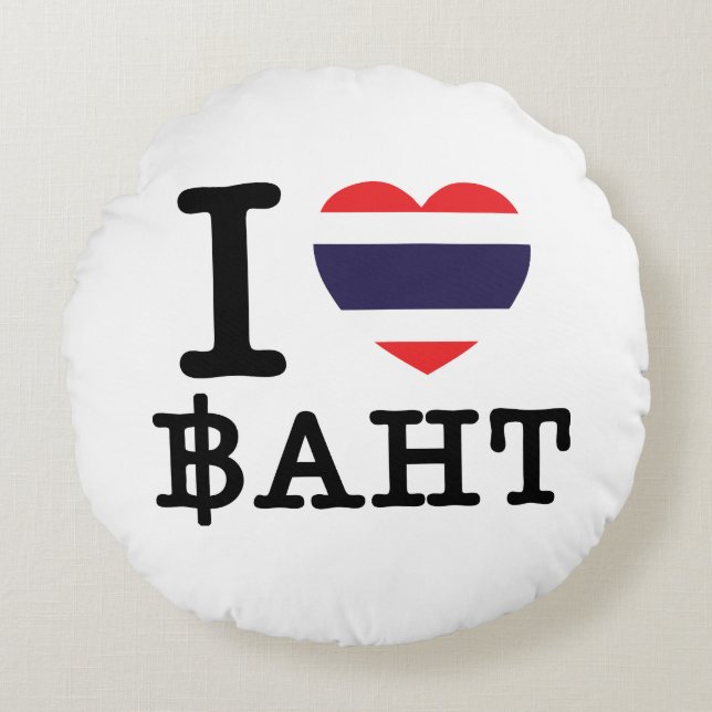 Almofada Redonda I Heart (Love) Baht (Frente)