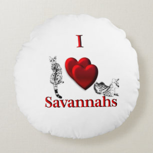 Almofada Redonda I Heart Savannah Cat
