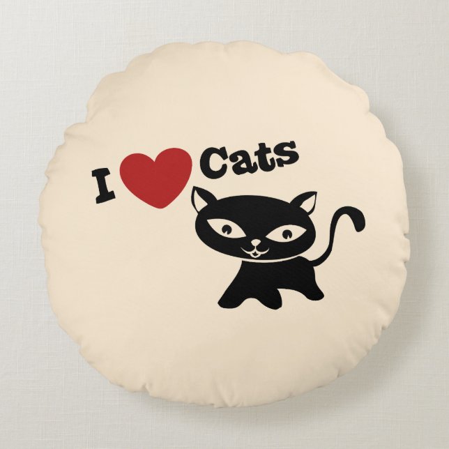 Almofada Redonda I love cats (Frente)