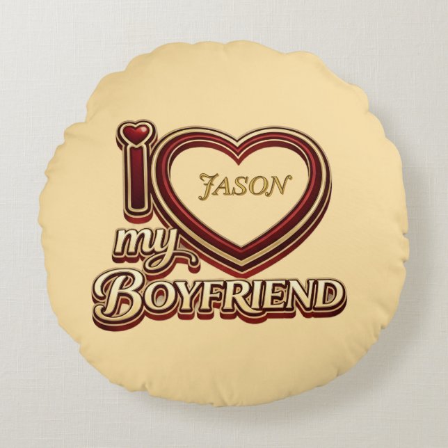 Almofada Redonda I Love My Boyfriend Custom (Frente)
