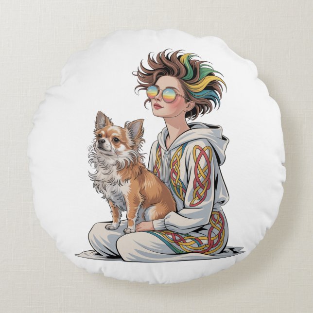 Almofada Redonda  i love my chihuahua  (Frente)