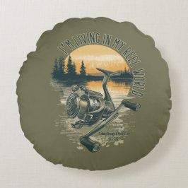 Almofada Redonda I’m Living in My Reel World | Fishing lake