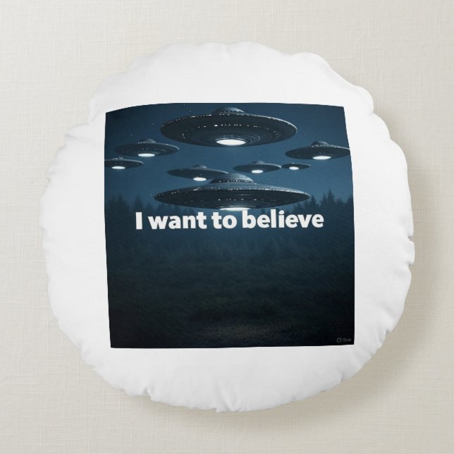 Almofada Redonda I want to believe (Frente)