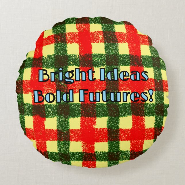 Almofada Redonda Ideias Brilhantes Futuros Negros! (Frente)