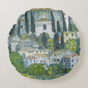 Almofada Redonda Igreja (Kirche) em Cassone por Gustav Klimt