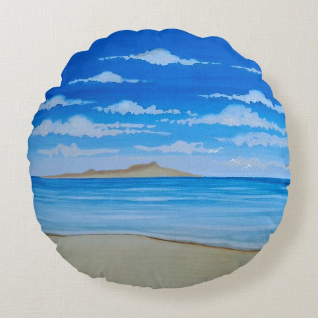 Almofada Redonda Ilha Tropical (Frente)