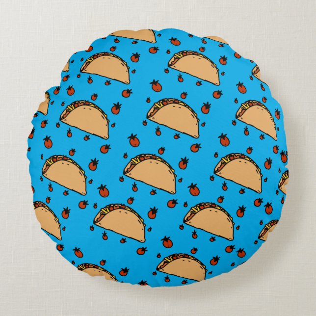 Almofada Redonda Illustration of tacos  (Frente)