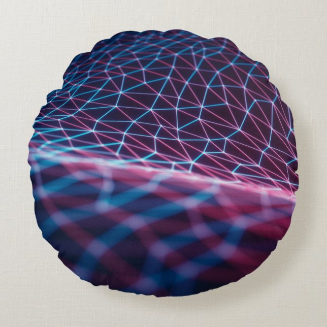 Almofada Redonda Ilustração 3D, malha gravada representando estagiá (Frente)
