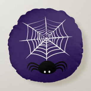 Almofada Redonda Ilustração Assustadora de Aranha de Halloween