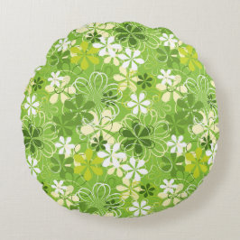 Almofada Redonda Ilustração Colorida Natureza Padrão Floral