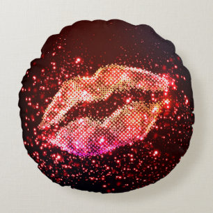 Almofada Redonda Ilustração de Lip editável: Design gráfico simples