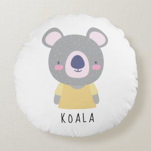 Almofada Redonda Ilustração do Urso Koala Bonita - Personalizável
