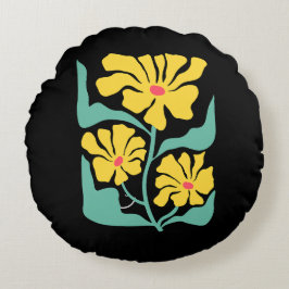 Almofada Redonda Ilustração Floral Arte