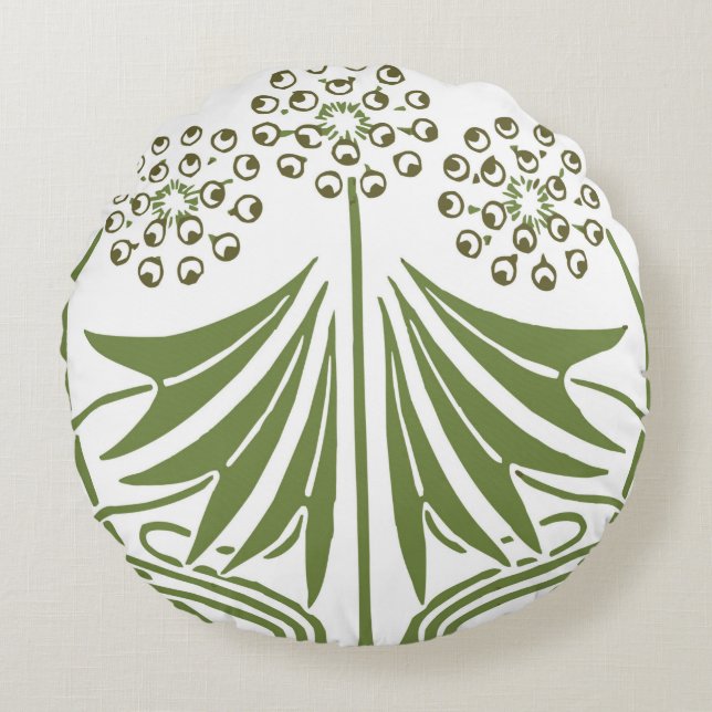 Almofada Redonda Ilustração Vintage - Abstrato Art Nouveau Beauti (Frente)