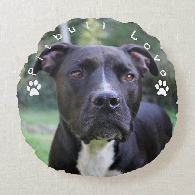 Almofada Redonda Imagem do costume do amor de Pitbull (Frente)