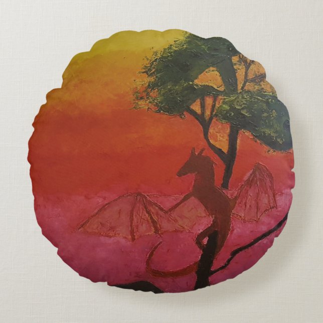 Almofada Redonda Imagen de mi obra Fantasía y realidad (Frente)