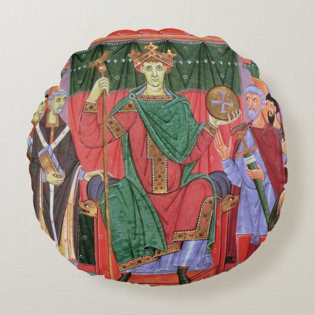 Almofada Redonda Imperador romano santamente Otto da Senhora (Frente)