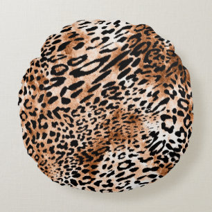 Almofada Redonda Impressão Afro-Leopardo Invisível