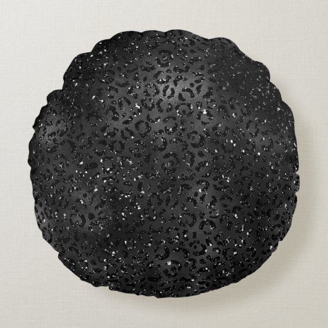 Almofada Redonda Impressão animal-da-pele-branca-negra-leopardo-bra (Frente)