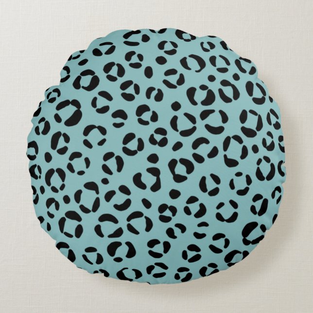 Almofada Redonda Impressão Animal Turquesa (Frente)