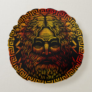 Almofada Redonda Impressão de Arte do Escudo Antigo de Zeus