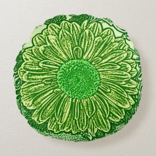 Almofada Redonda Impressão de bloco da margarida do Gerbera,