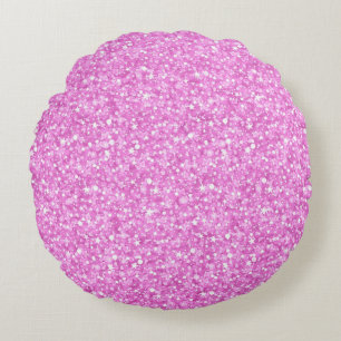 Almofada Redonda Impressão de folheto e cinzas de cor rosa pastel
