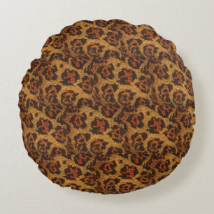 Almofada Redonda Impressão de Leopardo Vintage