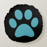 Almofada Redonda Impressão de Paw<br><div class="desc">Design de impressão de plataforma divertida para amantes de os animais!</div>