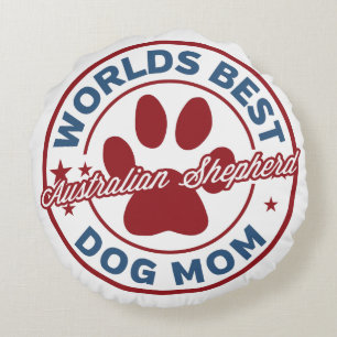 Almofada Redonda Impressão de Paw Shepherd australiano mundos