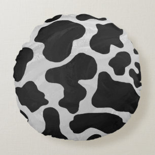 Almofada Redonda Impressão preto e branco da vaca