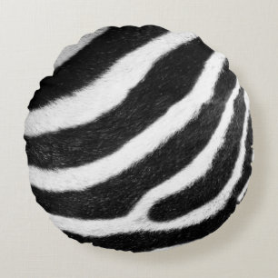 Almofada Redonda impressão preto e branco da zebra das listras da